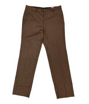 Ferrecci Premium Pants Mens 40 Brown Raw Hem Flat Front High Rise Travel Golf